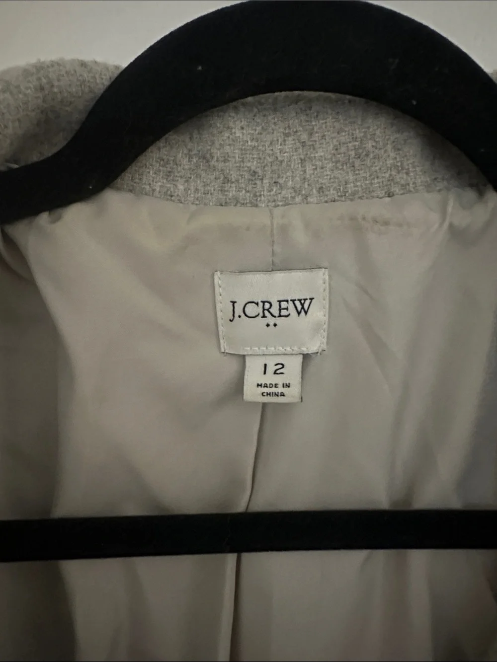 J. Crew Light Gray Wool Blend Peacoat with Shawl Collar